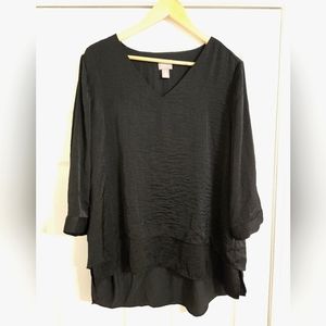 Chico's Women's Black Layered Blouse Size 2 (Large)